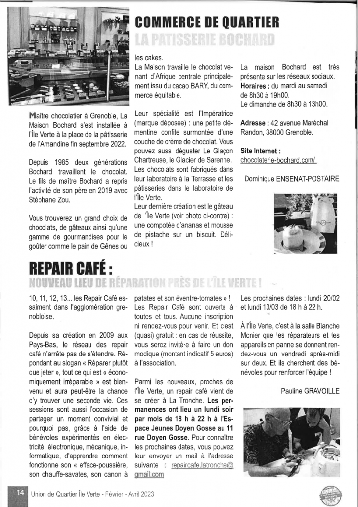 Article dans la Gazette de l'île Verte